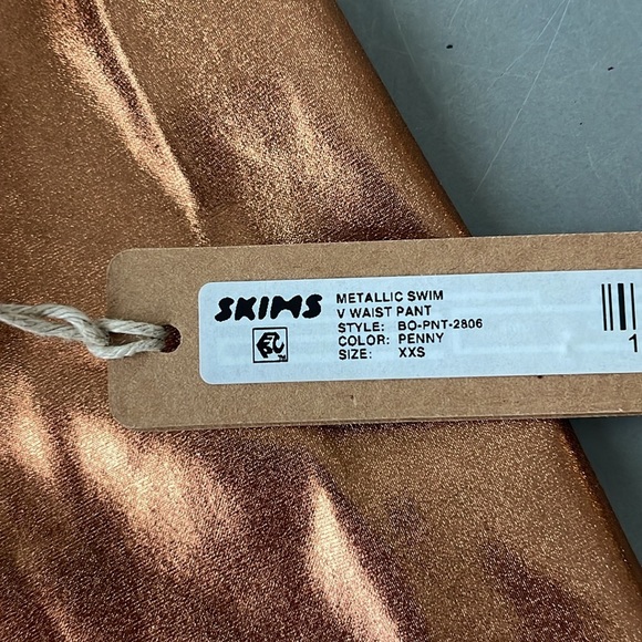 Skims NWT Penny Ruched Metallic Swim V Waist Pants Size XXS - Picture 5 of 8